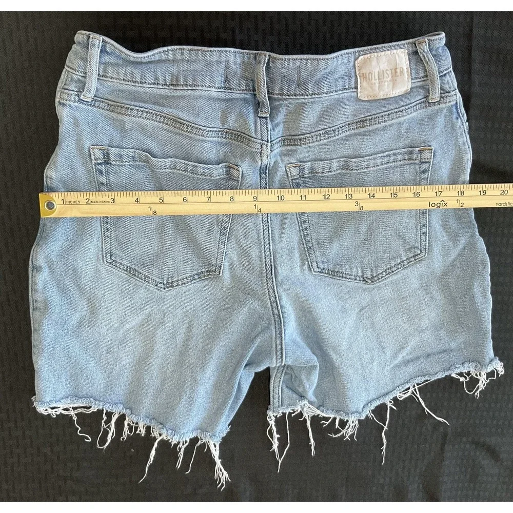 Hollister Shorts Juniors 13 Blue Relaxed‎ High Rise Denim Cutoff Raw Hem